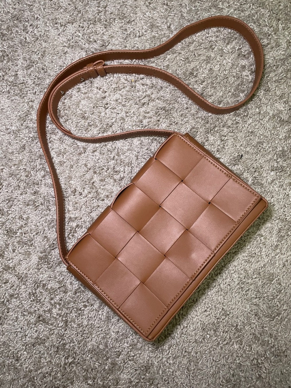 Woven Leather Crossbody Bag in Brown